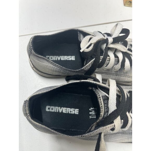 Converse All Star Low Top Sneakers Womens 9 Mens 7 Gray Plaid Double Laced Punk - Picture 9 of 10